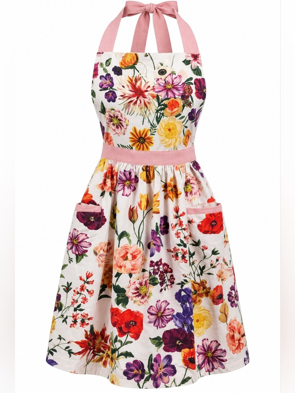 Anthropologie X Nathalie Lete Helena Floral Cotton Apron Pink Cottagecore OS